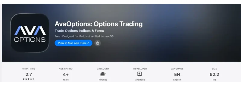 AvaTrade’s Apple App Store listing, read 3 Sep 2026: 2.7 out of 5