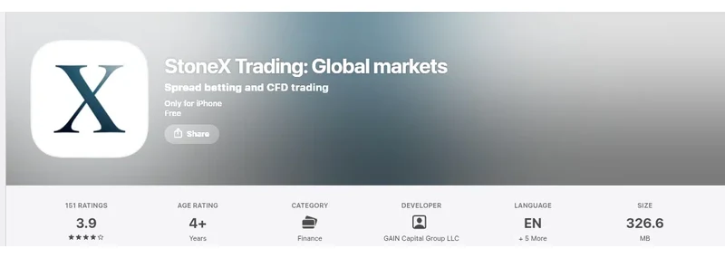 City Index’s Apple App Store listing, read 3 Sep 2026: 3.9 out of 5