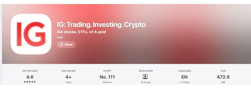 IG’s Apple App Store listing, read 3 Sep 2026: 4.6 out of 5