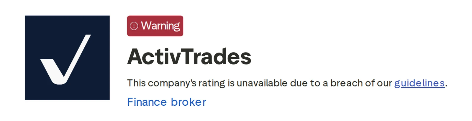 ActivTrades’ Trustpilot profile, read 1 Oct 2026: score withheld by Trustpilot