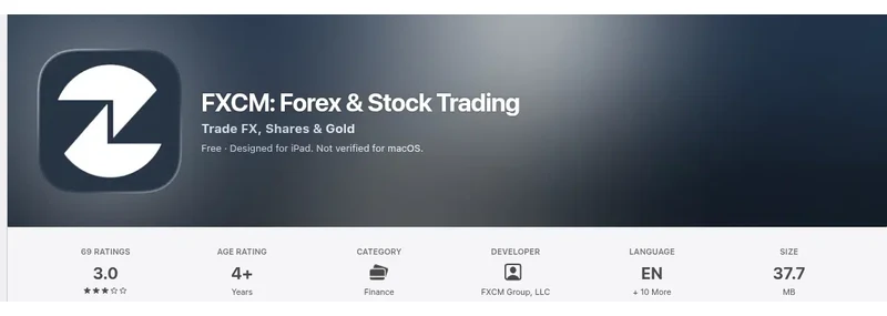 FXCM’s Apple App Store listing, read 1 Oct 2026: 3 out of 5