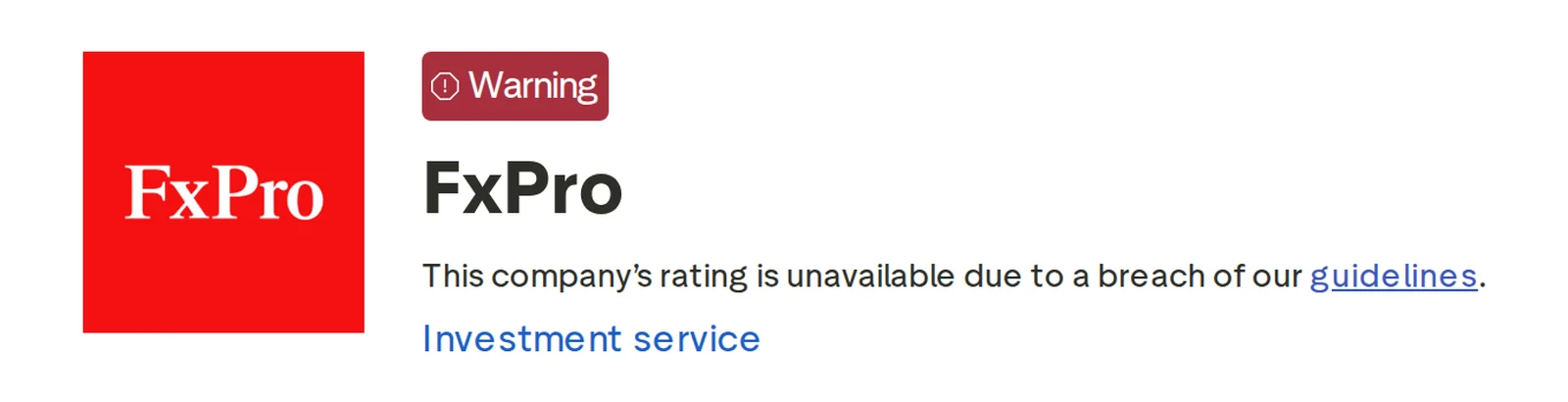 FxPro’s Trustpilot profile, read 1 Oct 2026: score withheld by Trustpilot