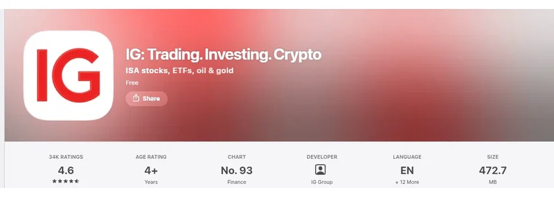 IG’s Apple App Store listing, read 1 Oct 2026: 4.6 out of 5
