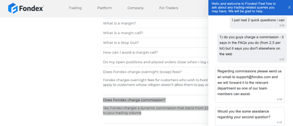 fondex charge commission