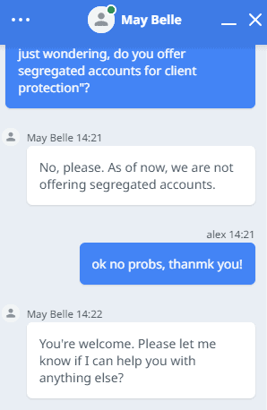 hankotrade chat about segregated accounts