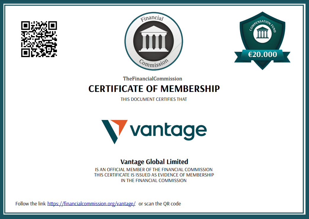 vantage markets certificate of membership from The Financial Commission