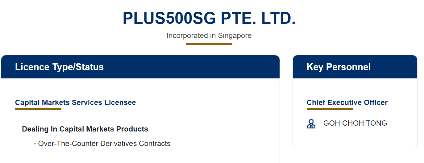 PLus500 MAS Regulation Details