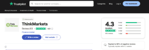 rader Reviews on Trustpilot for ThinkMarkets